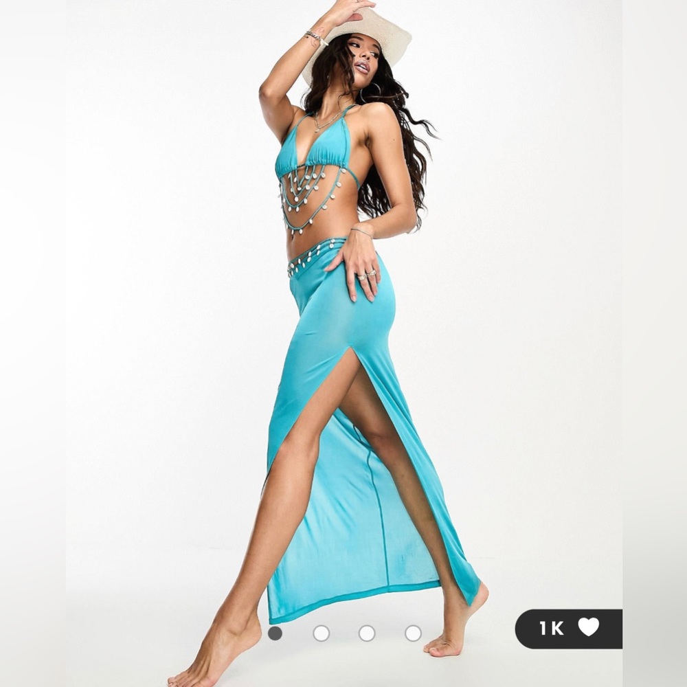 Beach Shell Detail Top and Skirt Set
